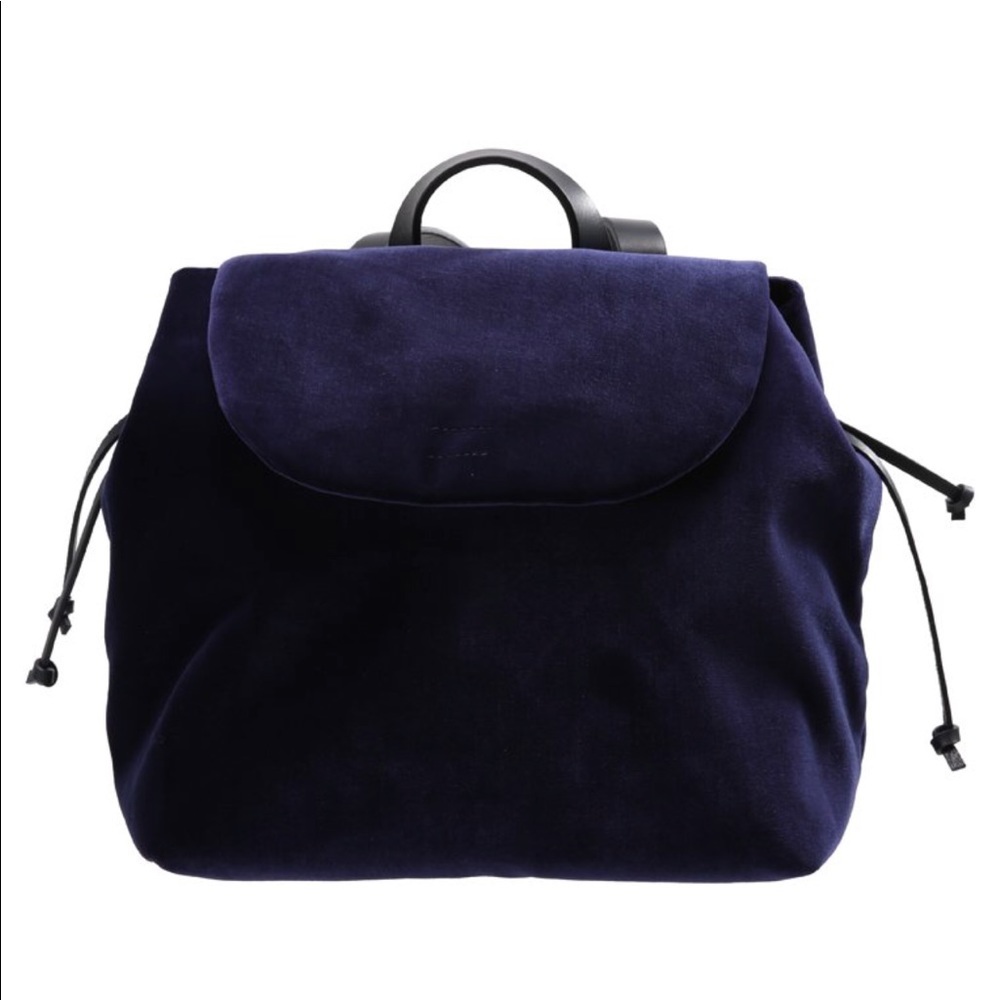 Closed Blue Velvet Backpack